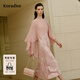 珂萊蒂爾【秀場(chǎng)同款】法式優(yōu)雅氣質(zhì)禮服兩件套吊帶連衣裙女裙裝26年夏新款 淺紅色 L