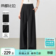 尚都比拉休閑褲春季女裝寬松顯瘦百搭直筒闊腿褲氣質(zhì)通勤長(cháng)褲 黑色  L 