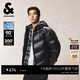 杰克·瓊斯（JACK&JONES）男裝冬季純黑色蓬松度700+亮光加厚寬松連帽羽絨服男225412031