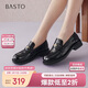百思圖26春樂(lè )福鞋復古潮流學(xué)院風(fēng)女單鞋BV301AA6 黑色 37