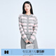 樂(lè )町【商場(chǎng)同款】翻領(lǐng)條紋線(xiàn)開(kāi)衫冬季針織毛衣外套C1EDE4F05 銀燭灰 M