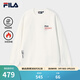 FILA 斐樂(lè )官方男子套頭衛衣冬新款休閑寬松加絨針織長(cháng)袖上衣 云菇白-WT XL 180/100A/XL