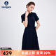 Navigare意大利小帆船短袖連衣裙女士夏季棉質(zhì)斜領(lǐng)裙子時(shí)尚顯瘦半袖a字裙 海軍藍 XL 碼