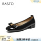百思圖（BASTO）【夢(mèng)中人】百思圖秋季商場(chǎng)新款淺口單鞋小紅鞋一腳蹬皮鞋女婚鞋 黑色 36