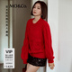 MO&Co.【秦嵐同款】毛衣綿羊毛馬海毛蝴蝶結麻花肌理紅摩安珂 閃耀紅 L /170