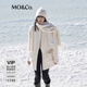 MO&Co.毛呢大衣綿羊毛羊駝毛落肩圈圈紗中長(cháng)款外套附圍巾摩安珂 米白色 M 165