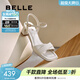 百麗（Belle）氣質(zhì)一字帶涼鞋女商場(chǎng)同款真皮粗跟涼鞋D6L1DBL5 米白 36 (230mm)