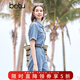 百圖betu女裝夏季新款連體褲復古水洗牛仔工裝連體褲女2404D05 牛仔色 M