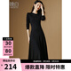 晚白【升級提腰線(xiàn)更顯瘦遮肉】紙片人搭配神裙洋氣百搭打底連衣裙 黑色 S