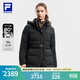 FILA 斐樂(lè )官方女士中長(cháng)款羽絨服2025冬新款健身運動(dòng)保暖連帽外套 深黑-BK M 165/84A/M