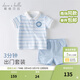 戴維貝拉（DAVE＆BELLA）童裝男童套裝帥氣衣服兒童運動(dòng)套裝男孩夏季新款洋氣短袖夏裝 藍色條紋 90 cm（建議身高80-90cm） cm（建議身高80-90cm）
