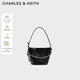 CHARLES&KEITH26夏季新品菱格手提鏈條水桶包子母包CK2-10701658 Black黑色 S