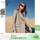 三彩冬款保暖綿羊毛大衣毛呢外套西裝領(lǐng)單排扣復古氣質(zhì)女 卡其色 M 160/84A