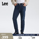 Lee25冬新舒適中腰錐形磨毛深藍色男保暖牛仔褲潮 深藍色 36
