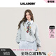 LALABOBO【蘇新皓同款】假兩件衛衣25年冬新原創(chuàng  )慵懶風(fēng)印花百搭學(xué)院風(fēng)外套 灰色 S
