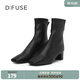 迪芙斯星期六旗下（D:FUSE）【鎮店之寶】冬季款方頭奶油短靴粗跟彈力瘦 經(jīng)典黑色（主推款短靴） 35