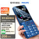 飛利浦（PHILIPS）E628老年手機4G全網(wǎng)通3000毫安超長(cháng)待機大屏大字大聲老年人專(zhuān)用學(xué)生功能直板智能按鍵手機 寶石藍