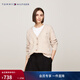 Tommy Hilfiger秋冬女裝絞花休閑慵懶風(fēng)寬松V領(lǐng)羊毛衫麻花針織衫開(kāi)衫外套 米白色0F8 S