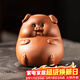 瓷牌茗茶具功夫茶具配件紫砂茶寵豬趣味小擺件茶桌茶盤(pán)裝飾茶玩 朱泥《肚肚豬》紫砂茶寵