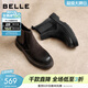 百麗（Belle）張凌赫同款男鞋休閑靴冬季新商場(chǎng)款切爾西靴加絨8WA01DD5 黑色-單里 42 (260mm)