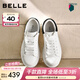 百麗（Belle）簡(jiǎn)約舒適小白鞋女商場(chǎng)同款平穩休閑板鞋D5Q1DAM6預售 白色/黑 35