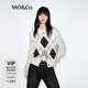 MO&Co.針織衫開(kāi)衫2025冬新品費爾島毛衣復古菱格紋毛衣外套MBE4CAR022 砂礫色 M /165