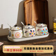 舍里日式調味罐陶瓷調料罐鹽罐家用廚房調料盒組合套裝辣椒油罐豬油罐 彩繪陶瓷調味罐套裝 調料罐*3+托盤(pán)