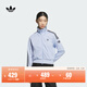 adidas復古風(fēng)針織休閑運動(dòng)立領(lǐng)夾克外套女秋季阿迪達斯官方三葉草 淡藍色/黑色（推薦選大一碼）   M