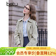 百圖（betu）女裝2025秋季新款風(fēng)衣拼色設計腰帶收腰中長(cháng)款外套女2508T62