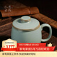 青澹汝窯茶杯陶瓷辦公杯茶具帶蓋景德鎮泡茶高檔水杯純手工玉環(huán)杯 玉環(huán)杯 開(kāi)片可養 天青色