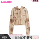 LALABOBO美拉德櫻桃開(kāi)襟純棉短連帽衛衣女春秋新款休閑上衣LBDC-WSTS22 米色 M