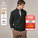哈吉斯（HAZZYS）男裝 秋冬款立領(lǐng)針織開(kāi)衫戶(hù)外休閑羊毛外套男ABYZD0BCF01 深綠色DG L （175/96A 48）