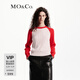 MO&Co.毛衣針織衫綿羊毛山羊絨復古麻花絞花撞色插肩袖紅色摩安珂 紅色 XS 155