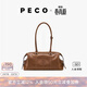 PECO小丑保齡球包單肩植鞣皮油蠟長(cháng)柄手拎腋下包法棍超火波士頓包 中號 琥珀色頭層半樹(shù)膏小牛