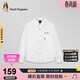 暇步士（Hush Puppies）童裝男童全棉長(cháng)袖襯衫春季兒童學(xué)院風(fēng)休閑襯衣 本白 150