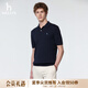 哈吉斯（HAZZYS）男裝 26新款夏季絞花毛衣翻領(lǐng)針織短袖polo衫男ABYZD0DBF18 藏青色NV 2XL （185/104A 52）