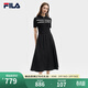 FILA 斐樂(lè )官方女裝連衣裙女子2025夏新款潮流休閑修身短袖連身裙 正黑色-BK L 170/88A/L