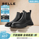 百麗（Belle）休閑切爾西靴男潮酷街頭套腳休閑短靴皮靴加絨A0598DD1 黑單里-A0598(筒高11CM) 40 (250mm)