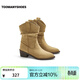 TOOMANYSHOES明星同款秋日記憶騎士靴尖頭美拉德堆堆靴 卡其（尖頭款）2.0 38