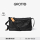 GROTTO個(gè)樂(lè )黑石包經(jīng)典大容量植鞣綿羊皮單肩斜挎通勤軟包男女款禮物 黑石L（黑標）