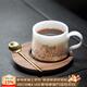 唐豐冰種羊脂玉瓷咖啡杯杯碟套裝精致高級感下午茶馬克杯陶瓷水杯帶勺 逐浪咖啡杯(禮盒裝) 250ml