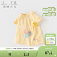 戴維貝拉（DAVE＆BELLA）兒童t恤半袖純棉嬰幼兒衣服短袖女童上衣打底衫夏季新款童裝 淺黃色【現貨】 90 cm（建議身高80-90cm）