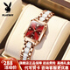 花花公子（PLAYBOY）品牌手表時(shí)尚潮流經(jīng)典小綠表方形陶瓷防水女表輕薄簡(jiǎn)約腕表女 花花公子-2050-間陶瓷帶玫殼紅面