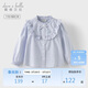 戴維貝拉女童長(cháng)袖襯衫大童襯衣春裝兒童條紋上衣童裝