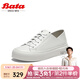 拔佳（Bata）休閑鞋女春季新款時(shí)尚通勤牛皮百搭運動(dòng)經(jīng)典開(kāi)車(chē)板鞋VQT05AM4 米白 38