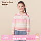 PawinPaw卡通小熊童裝25年冬季新款女童翻領(lǐng)條紋毛衣寬松百搭 Pink粉色/25 130