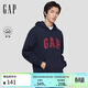 蓋璞（GAP）男女裝秋季款LOGO抓絨寬松連帽套頭衛衣休閑上衣786940