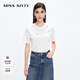MISS SIXTYT恤女重工釘珠圓領(lǐng)短袖純棉寬松直筒顯瘦 米白 S