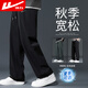 回力（Warrior）褲子春秋季男運動(dòng)褲男直筒闊腿褲寬松褲子男款潮流百搭休閑褲男褲
