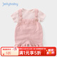JELLYBABY女寶寶夏裝一歲童裝小嬰兒衣服女孩背帶褲兩件套洋氣女童夏季套裝 藕粉 90 cm